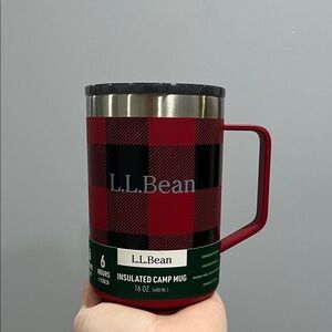 L.L. Bean Red and Black Plaid Insulated Mug